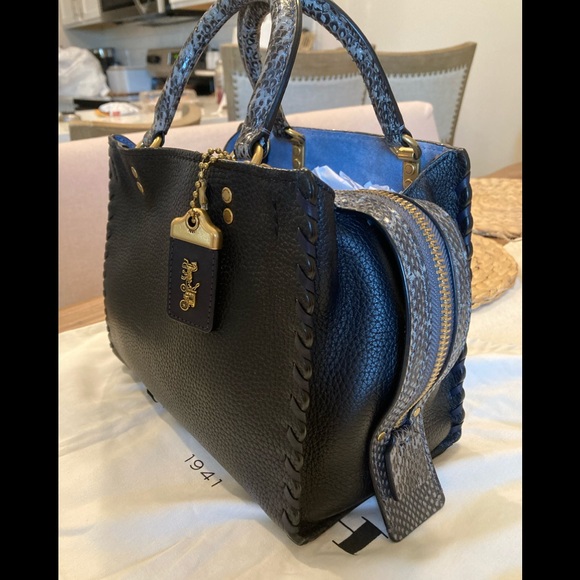 SOLD Coach Black/Ink Exotic Whipstitch Rogue 25 Style No. 69619 - Picture 2 of 15